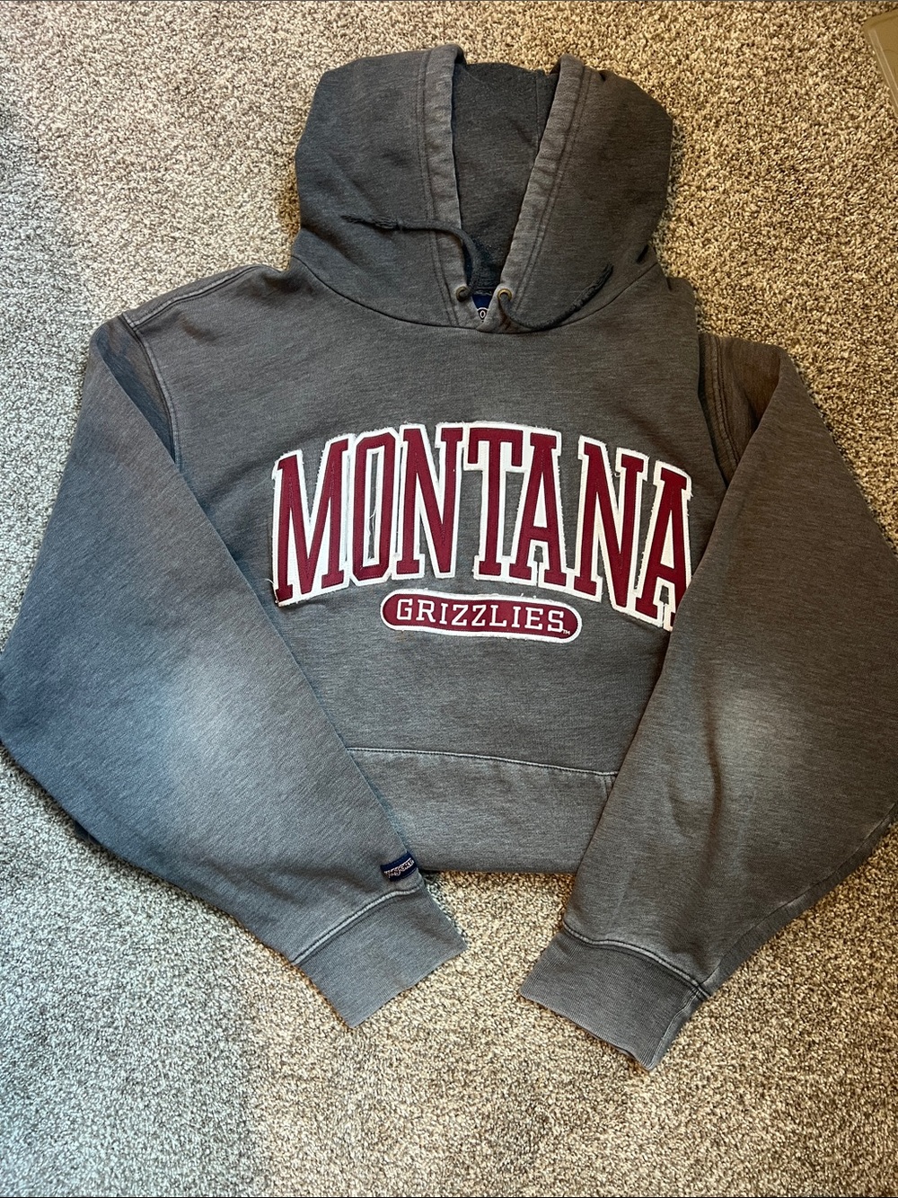 Vintage Jansport University of Montana Grizzlies Grey Hoodie Sweatshirt Large